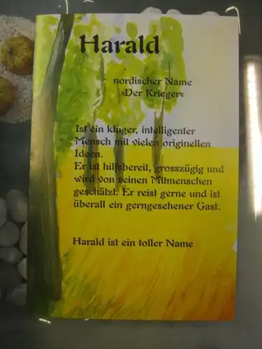 Harald, Namenskarte, Geburtstagskarte, Glückwunschkarte, Personalisierte Karte

