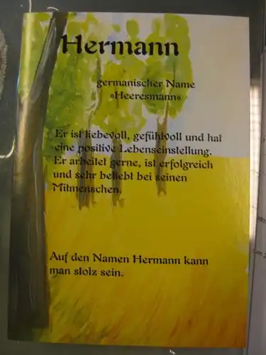 Hermann, Namenskarte, Geburtstagskarte, Glückwunschkarte, Personalisierte Karte

