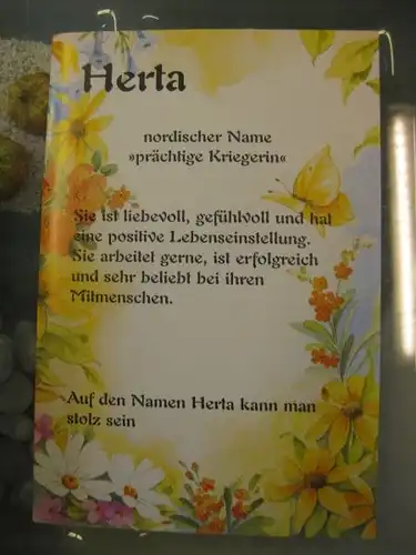 Herta, Namenskarte, Geburtstagskarte, Glückwunschkarte, Personalisierte Karte

