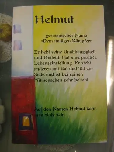 Helmut, Namenskarte, Geburtstagskarte, Glückwunschkarte, Personalisierte Karte

