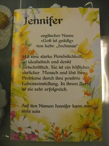 Jennifer, Namenskarte, Geburtstagskarte, Glückwunschkarte, Personalisierte Karte

