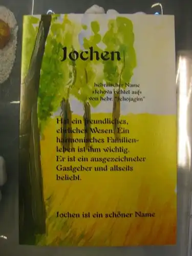 Jochen, Namenskarte, Geburtstagskarte, Glückwunschkarte, Personalisierte Karte


