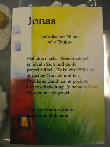 Jonas, Namenskarte, Geburtstagskarte, Glückwunschkarte, Personalisierte Karte

