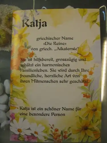 Katja, Namenskarte, Geburtstagskarte, Glückwunschkarte, Personalisierte Karte


