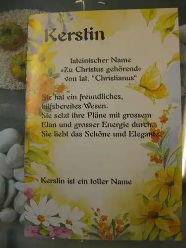 Kerstin, Namenskarte, Geburtstagskarte, Glückwunschkarte, Personalisierte Karte
