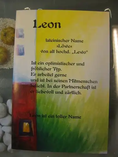Leon, Namenskarte, Geburtstagskarte, Glückwunschkarte, Personalisierte Karte

