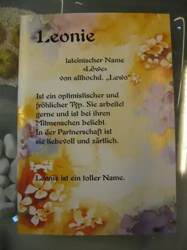 Leoni, Namenskarte, Geburtstagskarte, Glückwunschkarte, Personalisierte Karte

