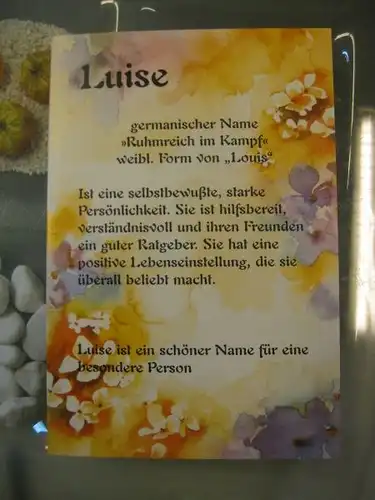 Luise, Namenskarte, Geburtstagskarte, Glückwunschkarte, Personalisierte Karte

