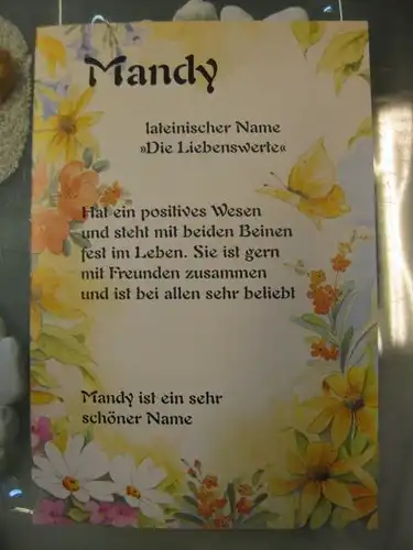 Mandy, Namenskarte, Geburtstagskarte, Glückwunschkarte, Personalisierte Karte

