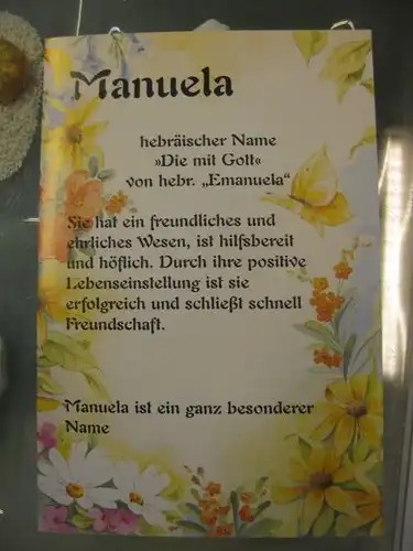 Manuela, Namenskarte, Geburtstagskarte, Glückwunschkarte, Personalisierte Karte

