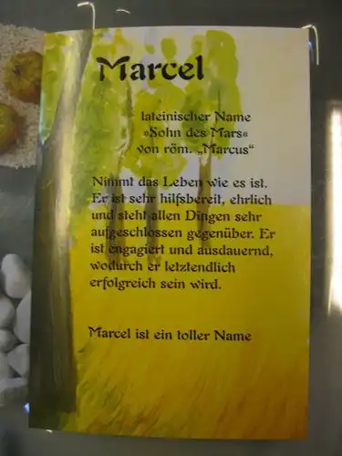 Marcel, Namenskarte, Geburtstagskarte, Glückwunschkarte, Personalisierte Karte

