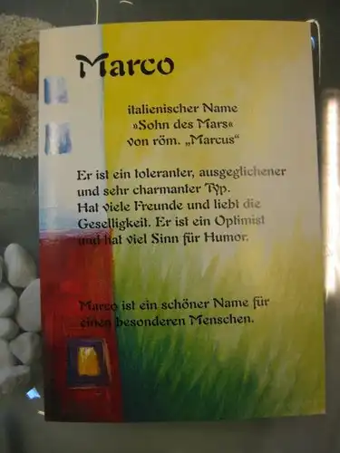 Marco, Namenskarte, Geburtstagskarte, Glückwunschkarte, Personalisierte Karte

