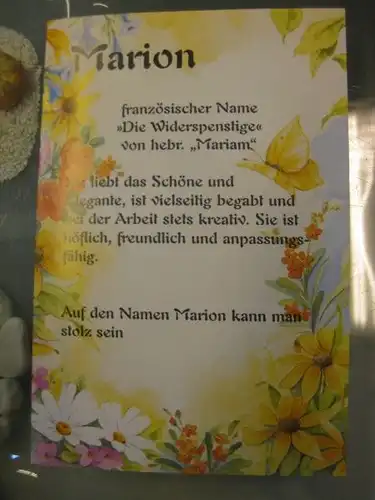 Marion Namenskarte, Geburtstagskarte, Glückwunschkarte, Personalisierte Karte