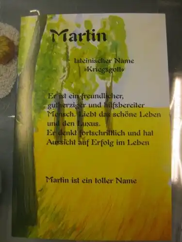 Martin, Namenskarte, Geburtstagskarte, Glückwunschkarte, Personalisierte Karte


