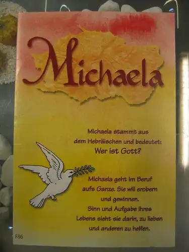 Michaela, Namenskarte, Geburtstagskarte, Glückwunschkarte, Personalisierte Karte

