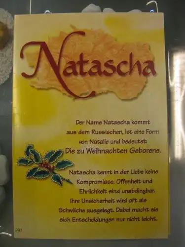 Natascha, Namenskarte, Geburtstagskarte, Glückwunschkarte, Personalisierte Karte


