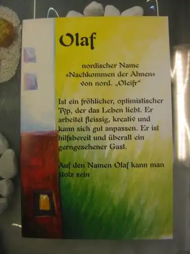 Olaf, Namenskarte, Geburtstagskarte, Glückwunschkarte, Personalisierte Karte

