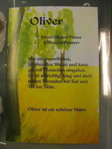 Oliver, Namenskarte, Geburtstagskarte, Glückwunschkarte, Personalisierte Karte

