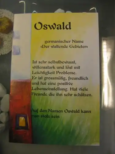 Oswald, Namenskarte, Geburtstagskarte, Glückwunschkarte, Personalisierte Karte

