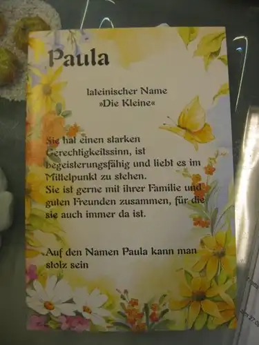 Paula, Namenskarte, Geburtstagskarte, Glückwunschkarte, Personalisierte Karte


