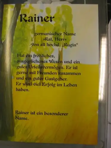 Rainer, Namenskarte, Geburtstagskarte, Glückwunschkarte, Personalisierte Karte

