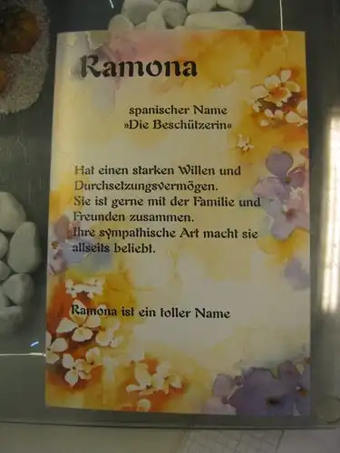 Ramona, Namenskarte, Geburtstagskarte, Glückwunschkarte, Personalisierte Karte

