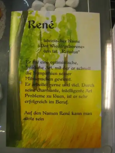 Rene, Namenskarte, Geburtstagskarte, Glückwunschkarte, Personalisierte Karte


