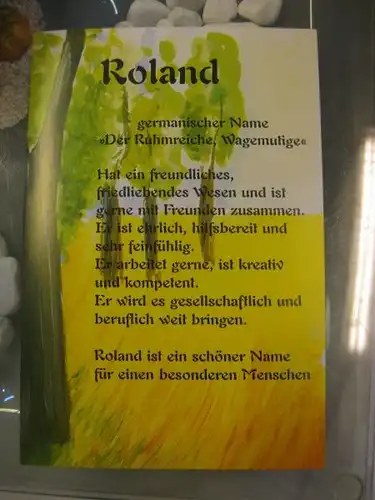 Roland, Namenskarte, Geburtstagskarte, Glückwunschkarte, Personalisierte Karte


