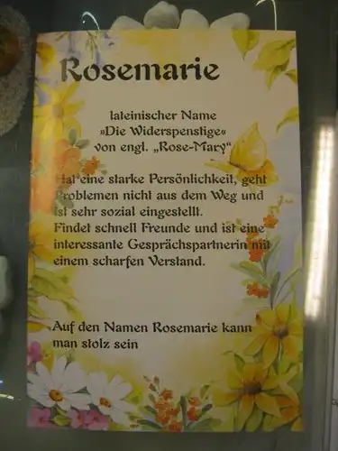 Rosemarie, Namenskarte, Geburtstagskarte, Glückwunschkarte, Personalisierte Karte


