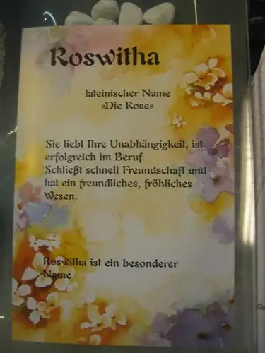 Roswitha, Namenskarte, Geburtstagskarte, Glückwunschkarte, Personalisierte Karte