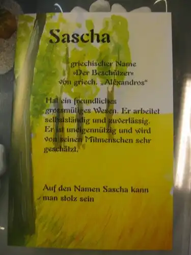 Sascha, Namenskarte, Geburtstagskarte, Glückwunschkarte, Personalisierte Karte