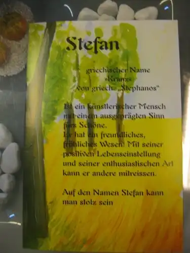 Stefan, Namenskarte, Geburtstagskarte, Glückwunschkarte, Personalisierte Karte

