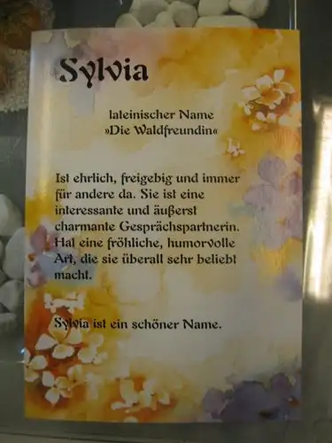 Sylvia, Namenskarte, Geburtstagskarte, Glückwunschkarte, Personalisierte Karte

