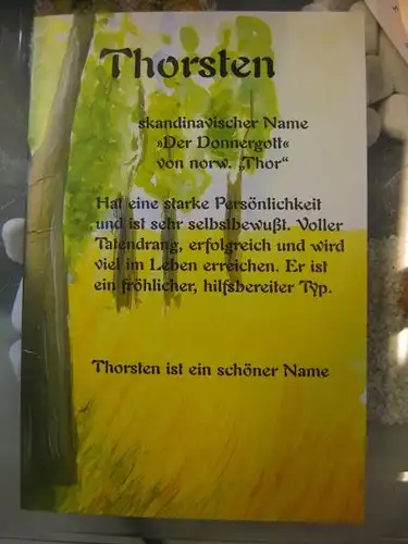 Thorsten, Namenskarte, Geburtstagskarte, Glückwunschkarte, Personalisierte Karte

