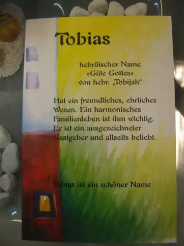 Tobias, Namenskarte, Geburtstagskarte, Glückwunschkarte, Personalisierte Karte

