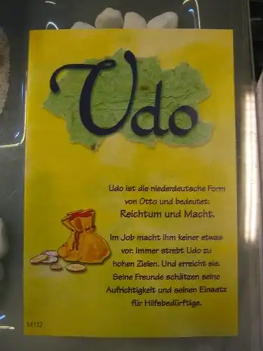 Udo, Namenskarte, Geburtstagskarte, Glückwunschkarte, Personalisierte Karte

