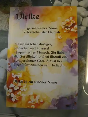 Ulrike, Namenskarte, Geburtstagskarte, Glückwunschkarte, Personalisierte Karte

