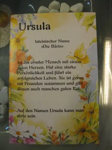 Ursula, Namenskarte, Geburtstagskarte, Glückwunschkarte, Personalisierte Karte
