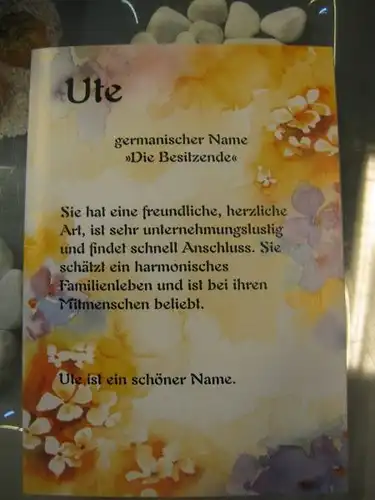 Ute, Namenskarte, Geburtstagskarte, Glückwunschkarte, Personalisierte Karte
