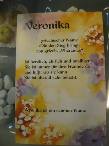 Veronika, Namenskarte, Geburtstagskarte, Glückwunschkarte, Personalisierte Karte

