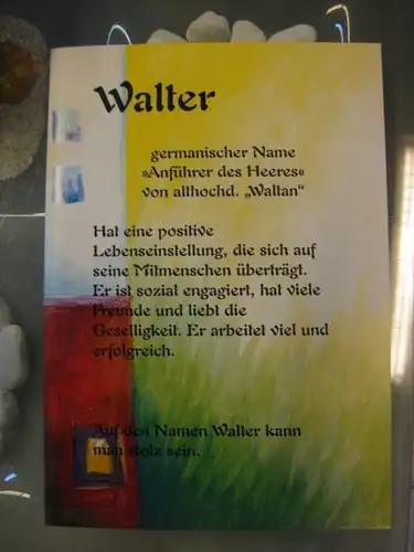 Walter, Namenskarte, Geburtstagskarte, Glückwunschkarte, Personalisierte Karte

