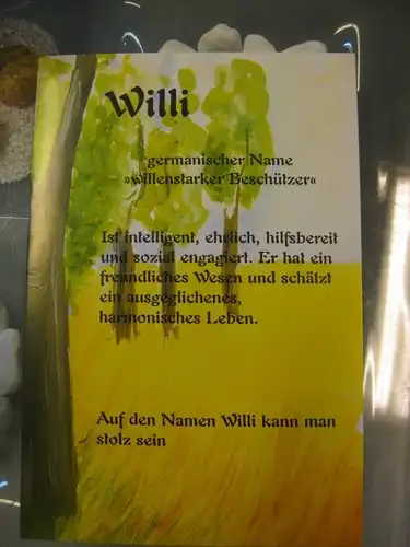 Willi, Namenskarte, Geburtstagskarte, Glückwunschkarte, Personalisierte Karte
