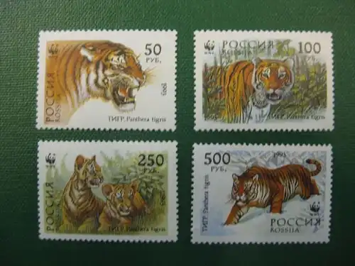 Tiger, Sibirischer Tiger, 4 Werte, Russland , WWF