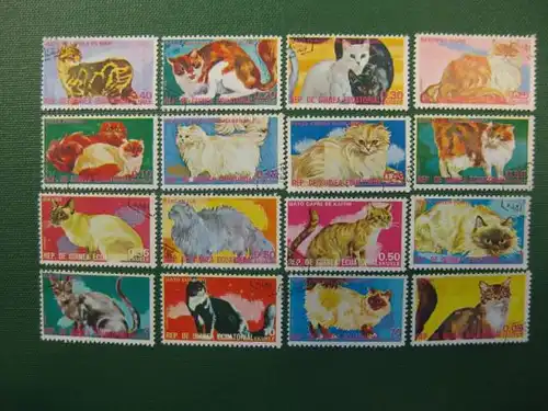 Katzen, Äquatrial-Guinea, 16 Werte
