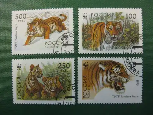 Tiger, Sibirischer Tiger, 4 Werte, Russland , WWF