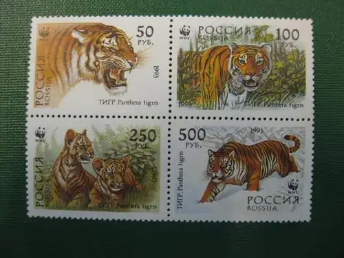 Tiger, Sibirischer Tiger, 4 Werte, Russland , WWF