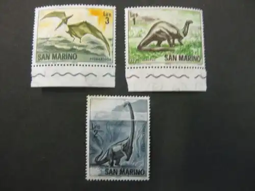 Tiere, Saurier, Dinosaurier, San Marino, 3 Werte, Kurzsatz