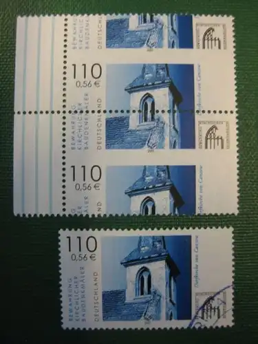 Perforationsabart; Verzähnung der Ausgabe Bundesrepublik Michel-Nummer 2199; Bewahrung kirchlicher Denkmäler