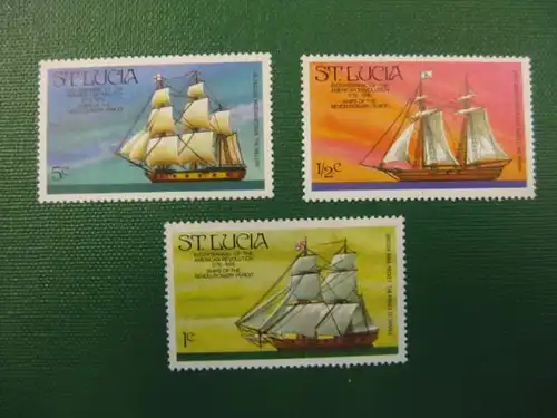 Schiffe, Segelschiffe, Dampfer, St. Lucia, 3 Werte