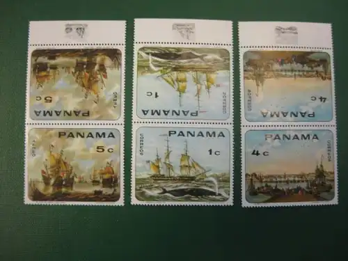 Schiffe, Panama, 5 Werte; 2 x 5 Kehrdruckwerte